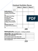 ELA-Rubric for Finished Portfolio Pieces