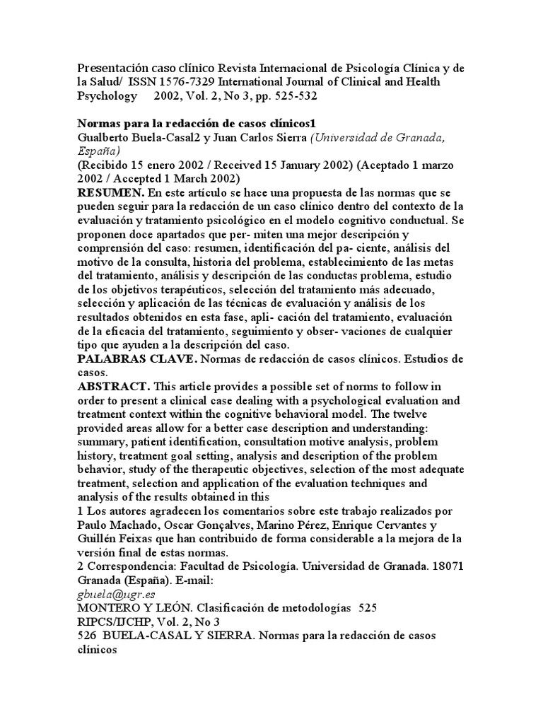 Presentación caso clínico Revista Internacional de Psicología Clínica y
