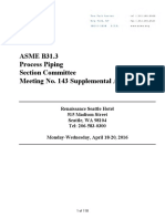 ASME B31.3 Process Piping Section Committee Meeting No. 143 Supplemental Agenda