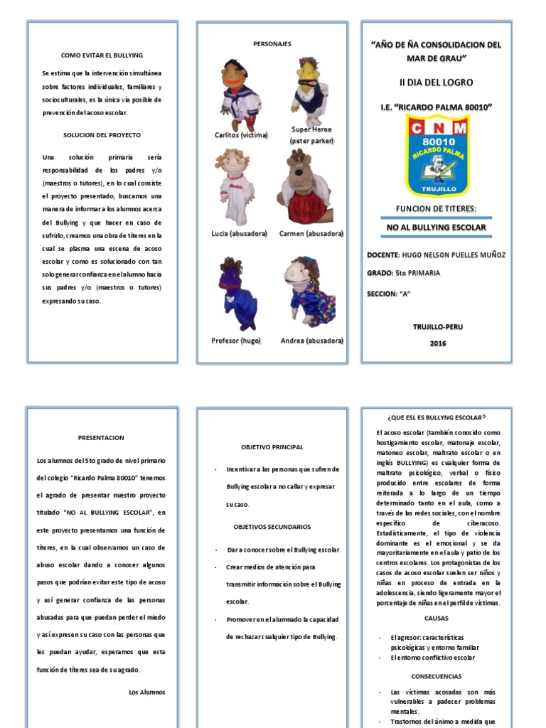 Tríptico sobre el Acoso Escolar | PDF | Psicología anormal | Agresión