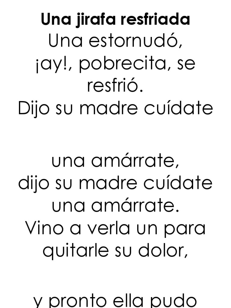 Poema Una Jirafa Resfriada Pdf Bienestar Medicina