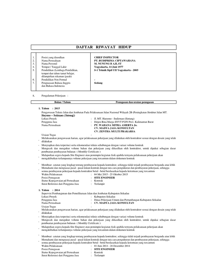Daftar Riwayat Hidup Personilpdf