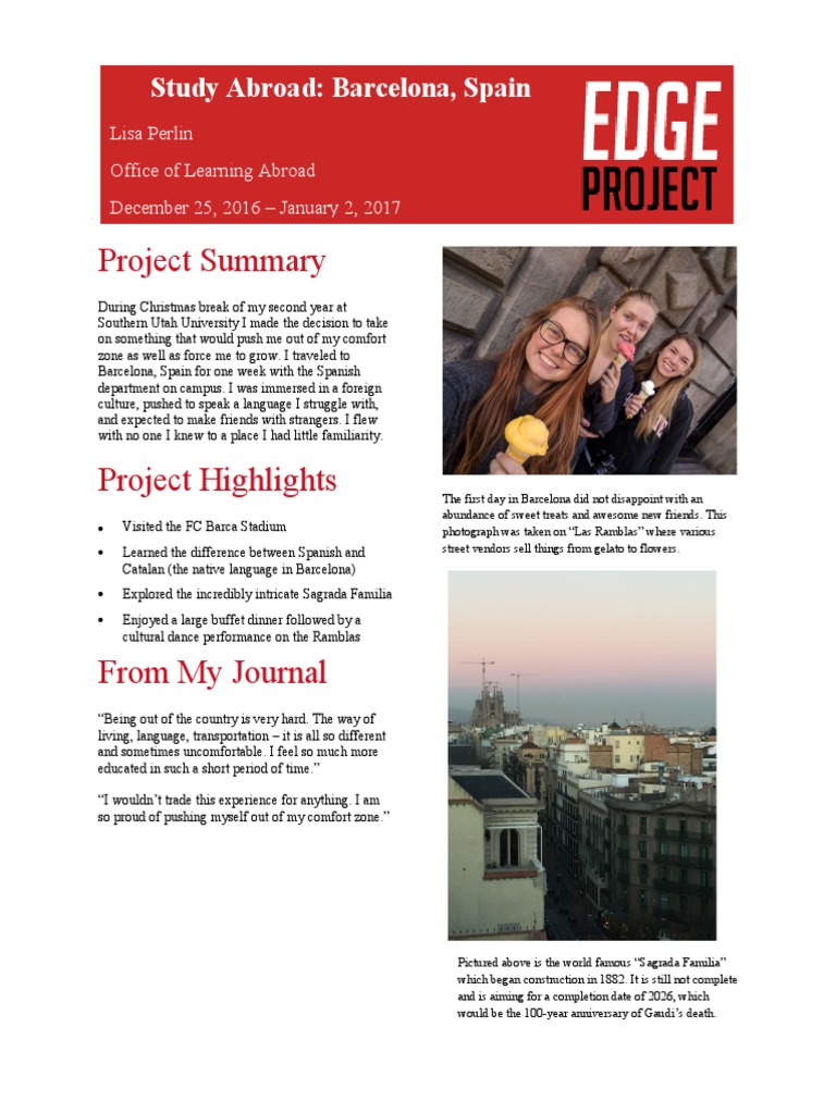 Study Abroad Experience in Barcelona | PDF | Art