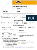 Expansion Joint Checklist: Waterproofing Membrane System Trafficability Fire Rating