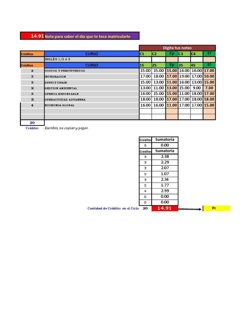 Calculadora de Promedio USMP | PDF