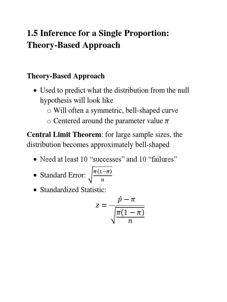 1.5 - Inference For A Single Proportion Using A Theory-Based Approach ...