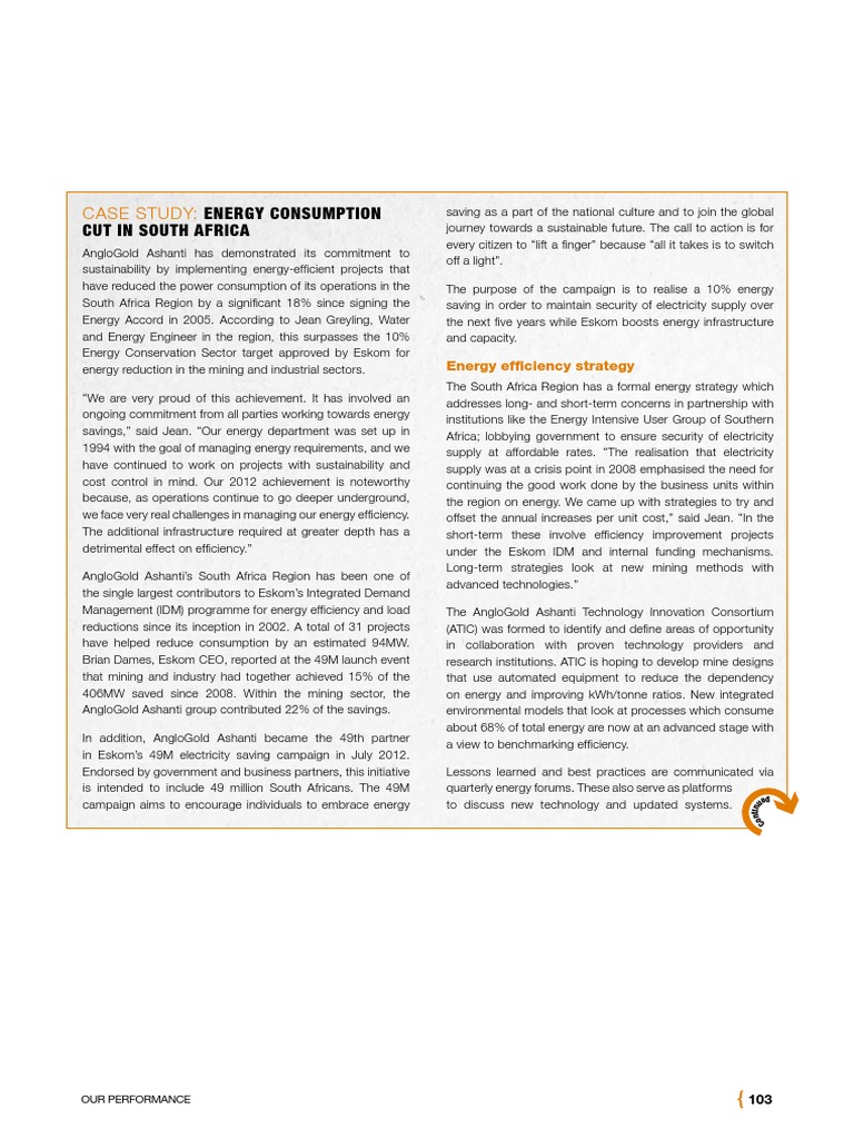 Energy Efficiency Case Study: AngloGold Ashanti | PDF | Efficient ...