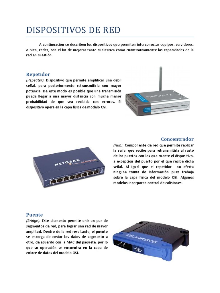 Dispositivos de Red PDF | PDF | Conmutador de red | Red de computadoras