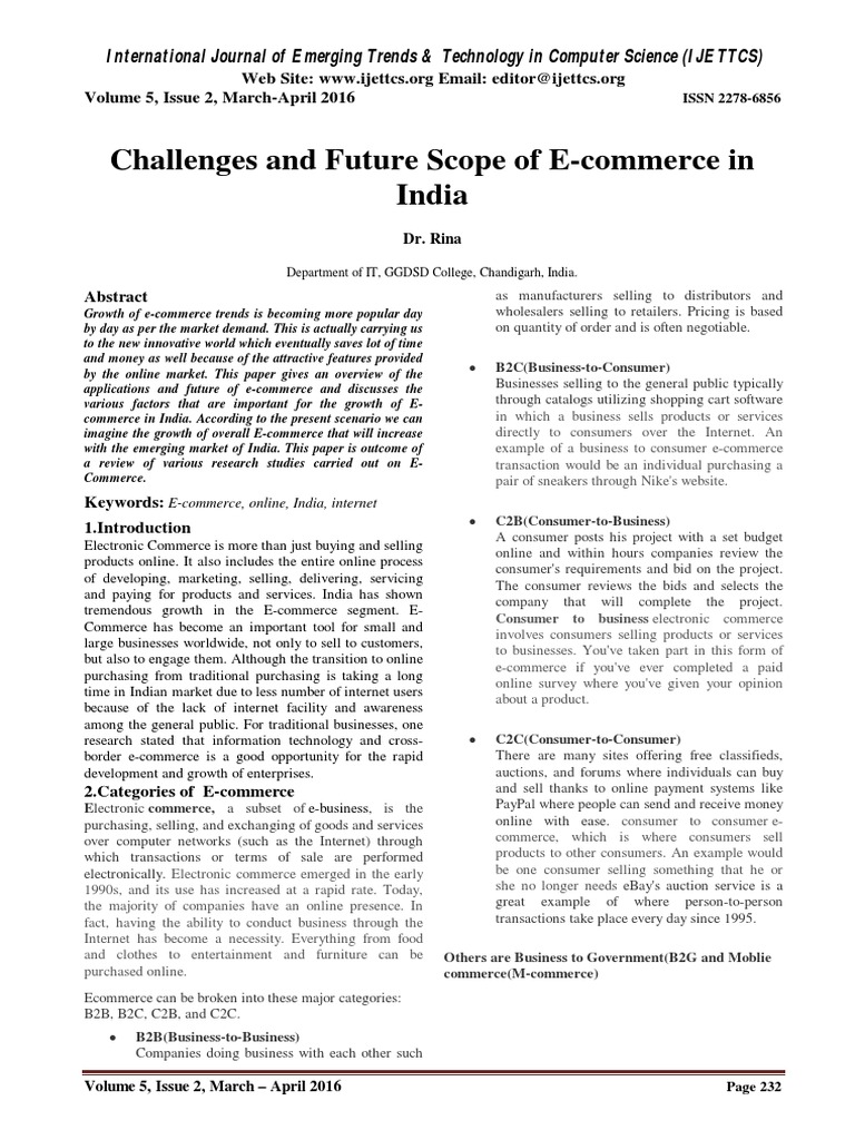 Challenges and Future Scope of E-Commerce in India PDF | PDF | E ...