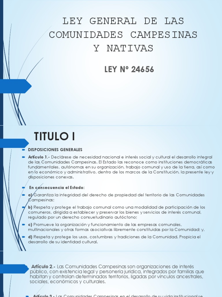 Ley General de Las Comunidades Campesinas y Nativas PDF Impuestos