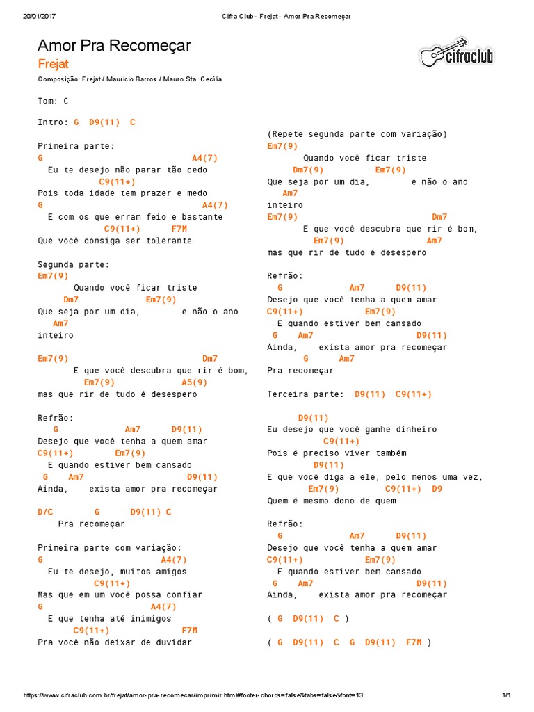 Letra Da Musica Amor Pra Recomecar Frejat