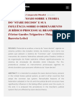 Advogados Públicos _ Um Breve Ensaio Sobre a Teoria Do “Stare Decisis” e Sua Influência Sobre o Ordenamento Jurídico Processual Brasileiro (Victor Guedes Trigueiro e Thiago Barreto Leite)