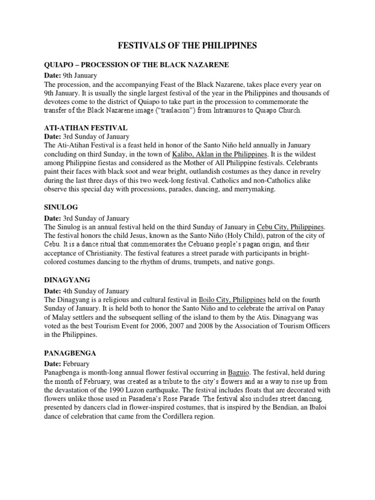 Major Festivals in the Philippines | PDF | Entertainment Events | Festival