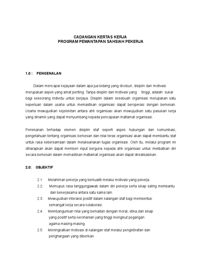 Kertas Kerja Pembangunan Staf Kumpulan Pdf