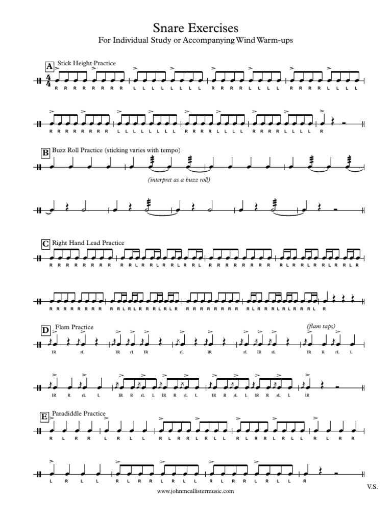 13 Snare Exercises PDF Drumming Rhythm And Meter