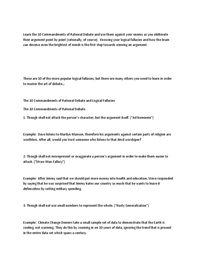 Learn The 10 Commandments of Rational Debate and Use Them Against Your