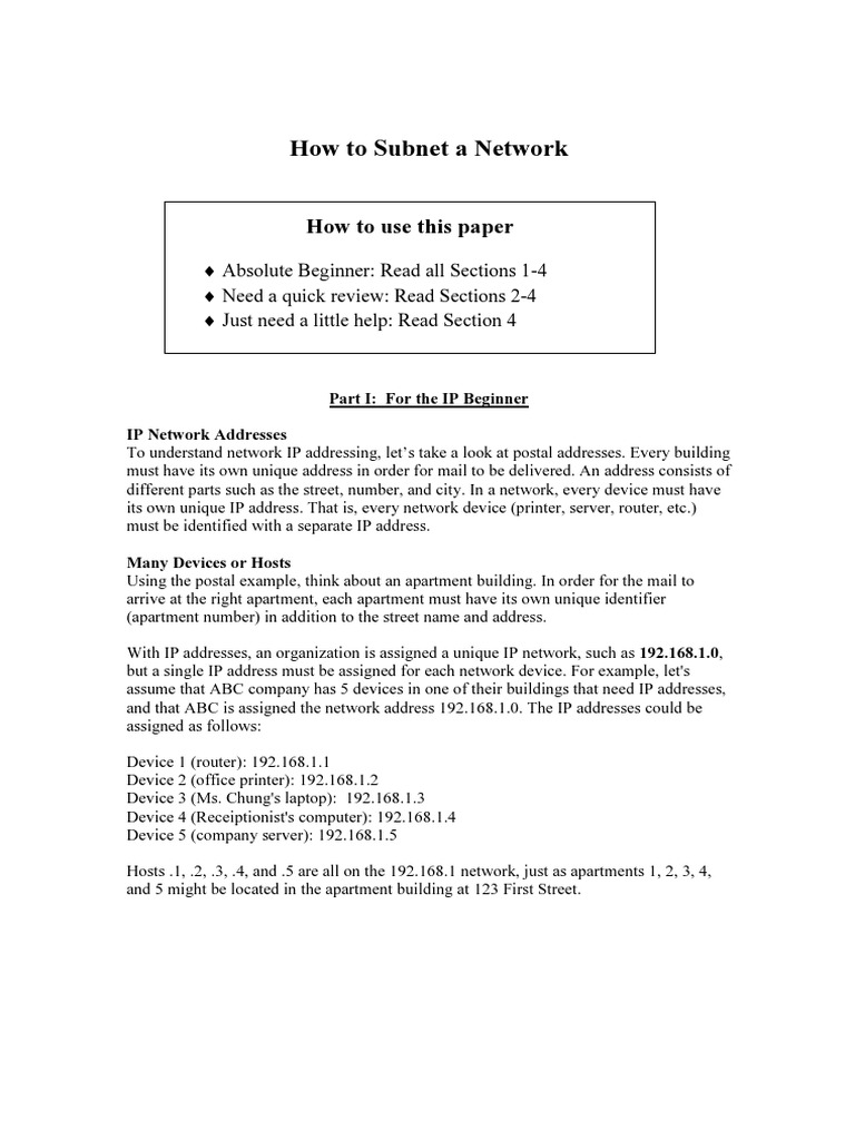 How To Subnet A Network PDF | PDF