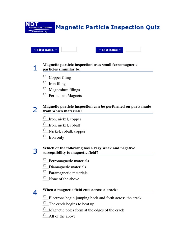 Particle Inspection Quiz Field