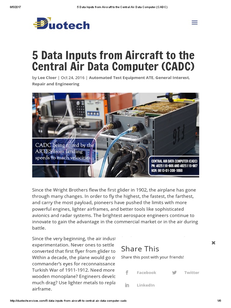 Aircraft Data Inputs to CADC | PDF | Airspeed | General Dynamics F 16 ...