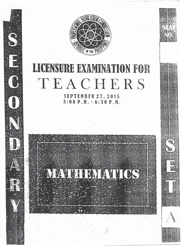 Secondary Sept.2015 LET Math 1 1 | PDF