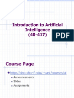 Introduction To Artificial Intelligence (40-417)