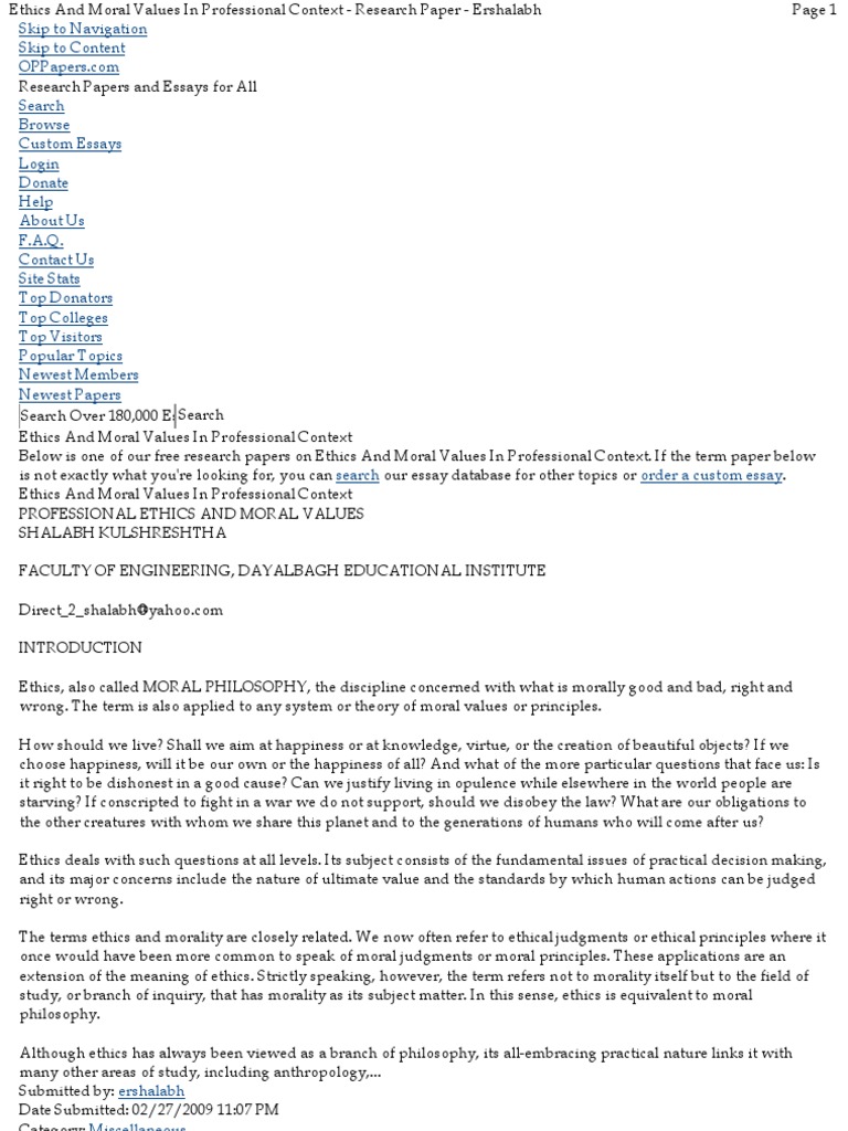 Research title about values image