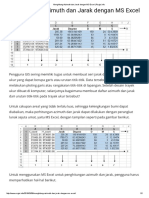 Menghitung Azimuth Dan Jarak Dengan MS Excel - Rsgis