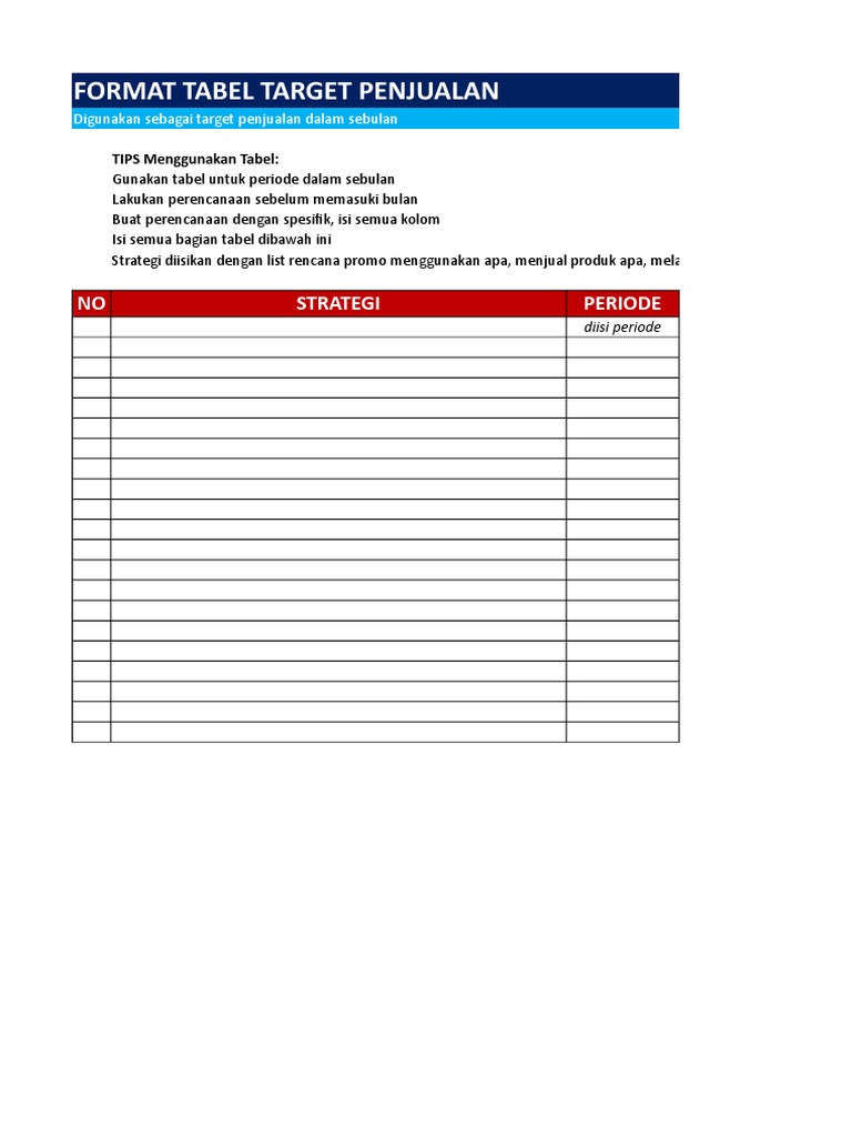 Format Tabel Target Penjualan | PDF
