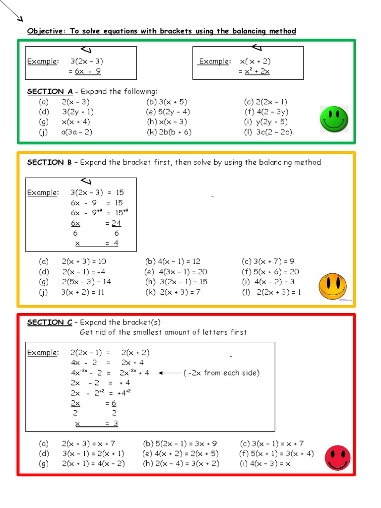 To Solve Equations With Brackets