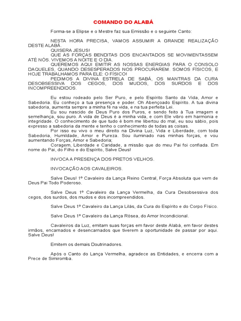 Canto Do Cavaleiro Da Lança Vermelha Comando Do Alaba Sabedoria Deus