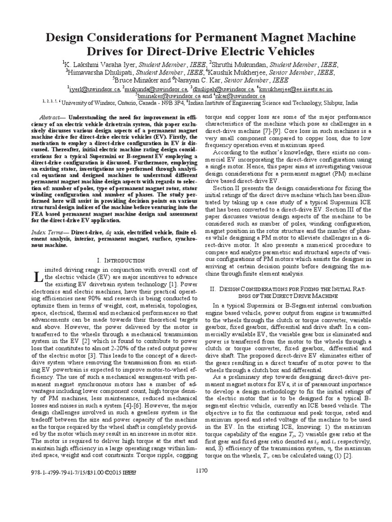 Design Considerations For Permanent Magnet Machine Drives For Direct ...