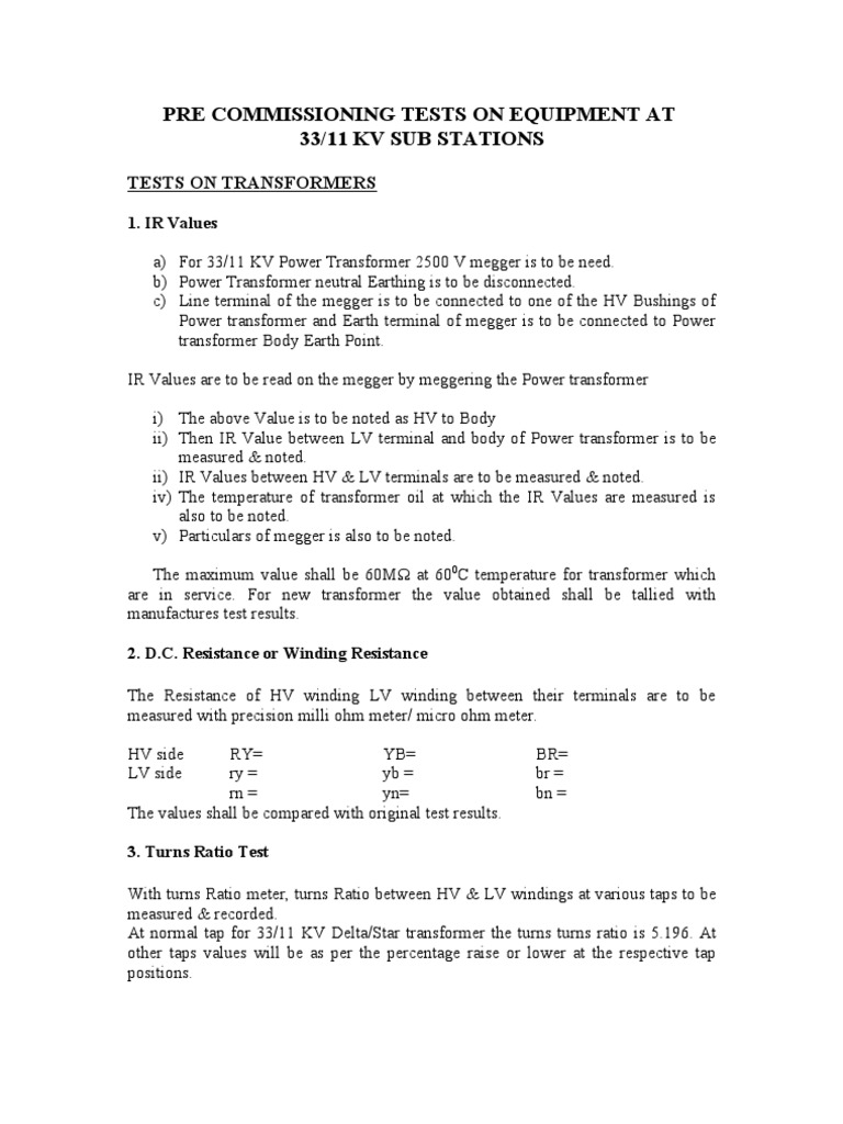 Transformer Testing Procedures | PDF | Transformer | Voltage