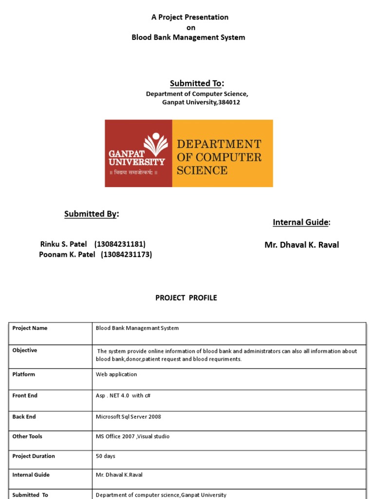 Blood Bank System for CS Students | PDF | Password | Blood Donation