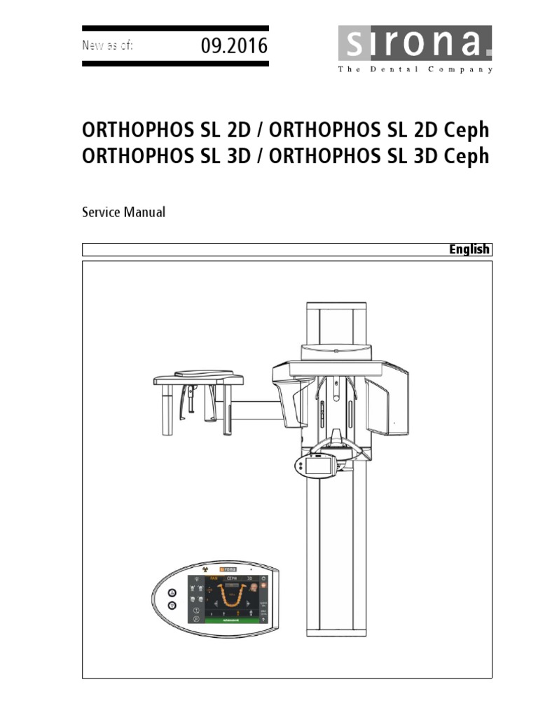 Sirona Orthophos SL Dental XRay Service Manual Backup Calibration