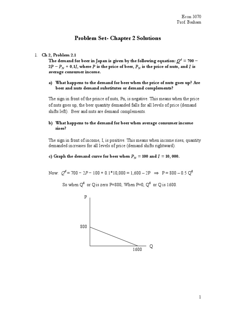 Econ 3070 Chapter 2 Problem Set Solutions | PDF | Demand | Price ...