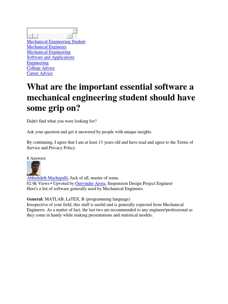 Mechanical Engineering Student | PDF | Computer Aided Design ...