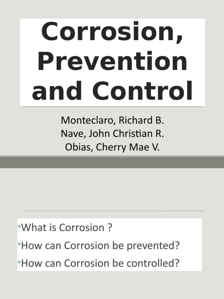 Corrosion, Prevention and Control Corrosion Rust