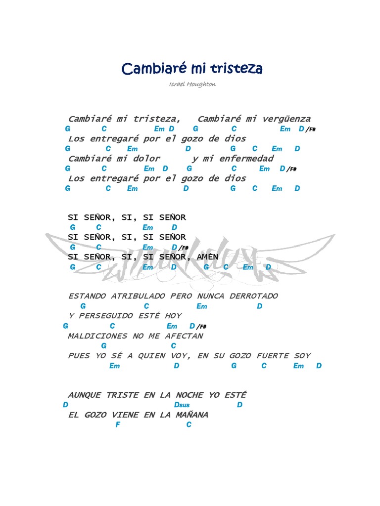 yo cambiare mi tristeza acordes