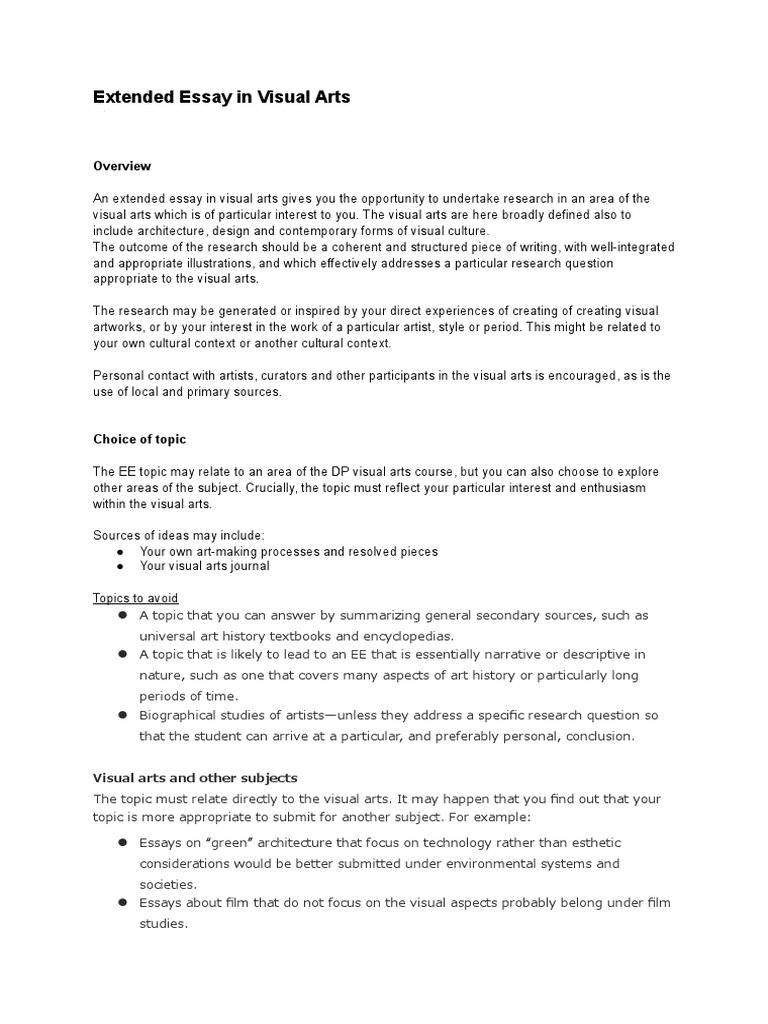 extended essay in visual arts students | Art History | Essays