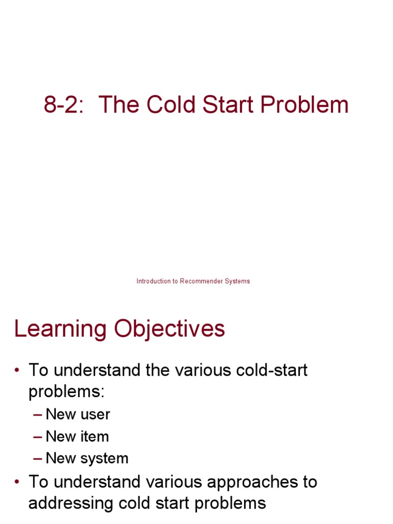 Understanding the Cold Start Problem | PDF