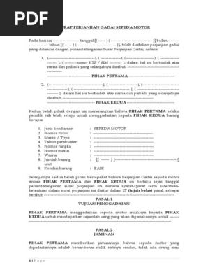 Contoh Surat Perjanjian Gadai Sepeda Motor