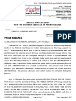 Case No. 17-01233 Chapter 11 Bankruptcy Appeal  PRESS RELEASE re HEARING BEFORE U.S. DISTRICT JUDGE SMITH ON THURSDAY August 31, 2017 - September 1, 2017