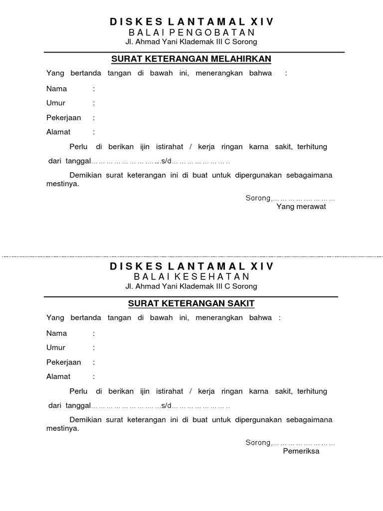 Surat Keterangan Sakit