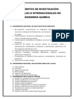 Lineamientos de Investigación Nacionales e Internacionales en Ingenieria Quimica