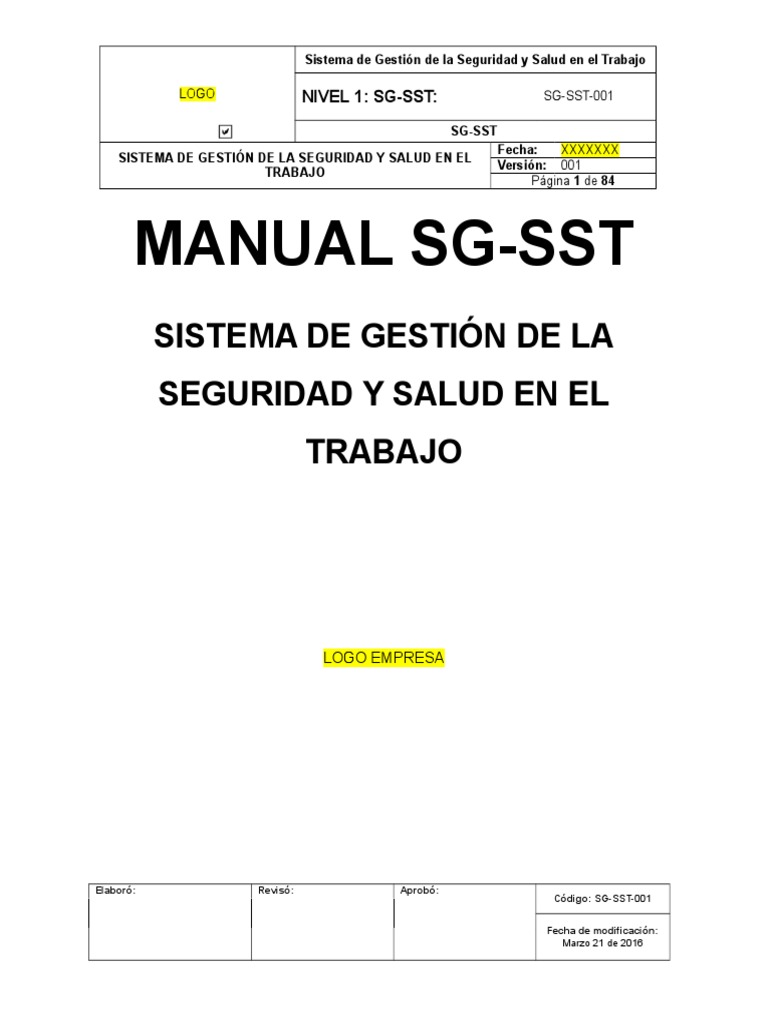 SG-SST-001 Sistema de Gestión de La Seguridad y Salud en El Trabajo ...