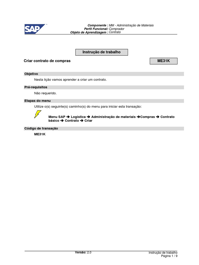 Criação de Contrato no SAP ME31K | PDF | Oferta (economia) | Aprendizado