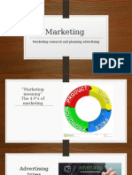 Marketing research, 4Ps, advertising types and planning