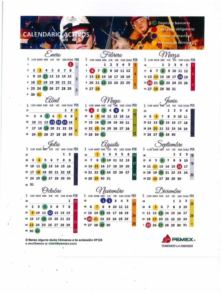 Calendario PEMEX 2017