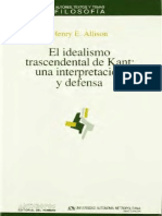 Henry E. Allison El Idealismo Trascendental de Kant Una Interpretaci N y Defensa PDF