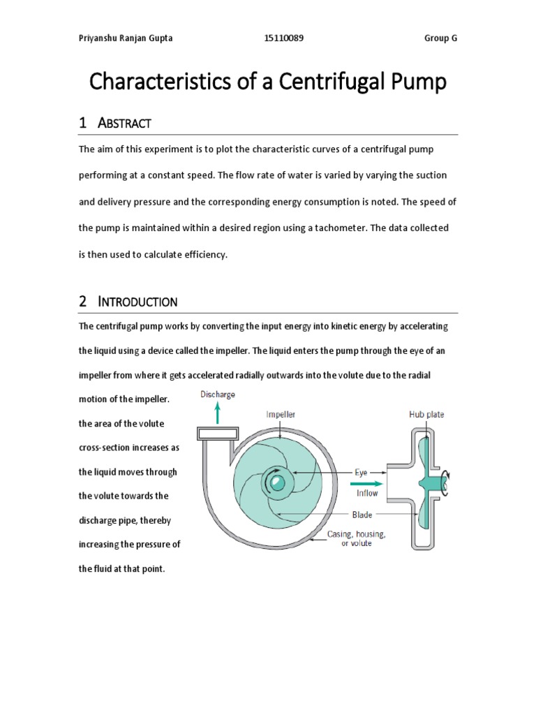 Characteristics of a Centrifugal Pump Pump Hydraulic Engineering